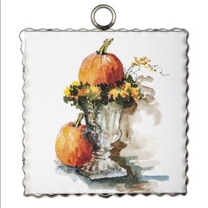 Mini “Urn Of Pumpkins” Print- Metal & Wood